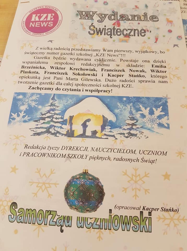 świąteczne wydanie szkolnej gazetki "KZE NEWS"!